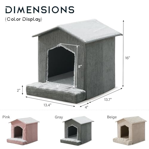 Cat Beds for Indoor Cats (Gray / 13.7"D x 13.4"W x 16"H)