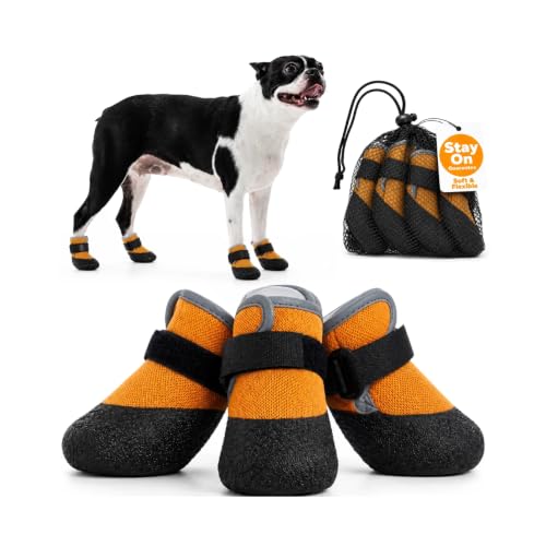 4Pcs Stay on Dog Booties (Yellow / XL)