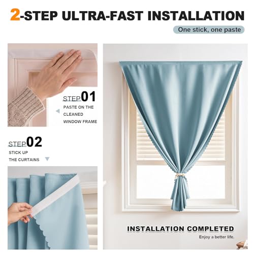 Adhesive Curtains (35"W x 79"L (Pack of 1) / Lake Blue)