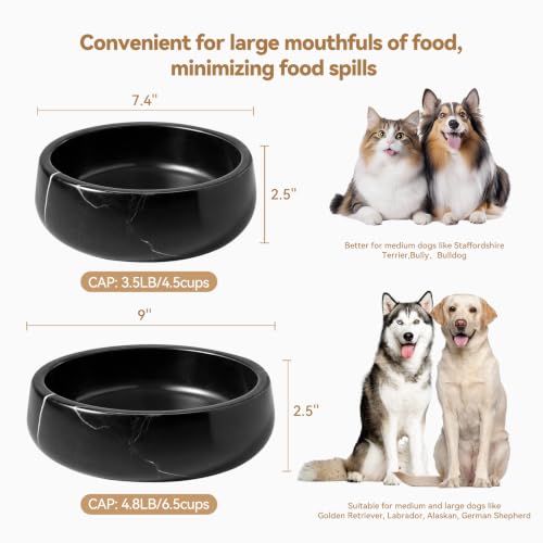 Black Marble Dog Bowl (Black)