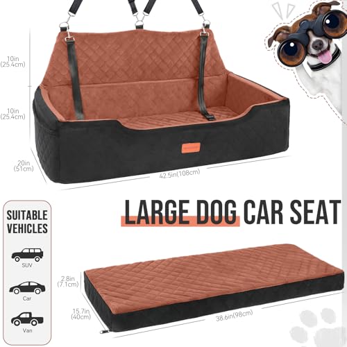 Large Dog Car Seat Under 100 lbs (Black/Brown)