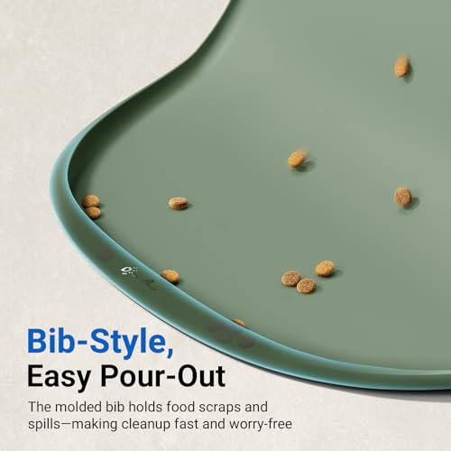 Dog Food Mat Silicone Waterproof Feeding Mat (24"L x 17"W / Sage)
