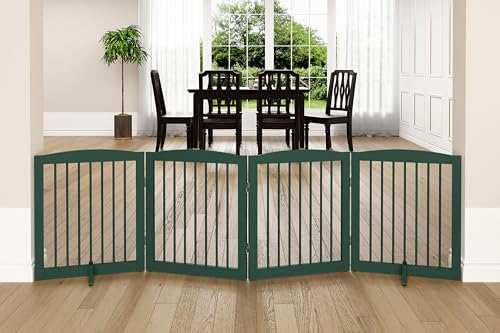 Freestanding Pet Gate for Dogs (24" Height-4 Panel / Green)
