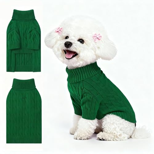 Small Dog Thermal Pullover Sweater (Dark Green(Order One Size Up) / Medium)