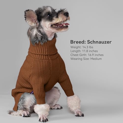 Dog Sweater Long Sleeve Warm Knit Sweaters for Large Dogs Boy Girl (Brown / XX-Large)