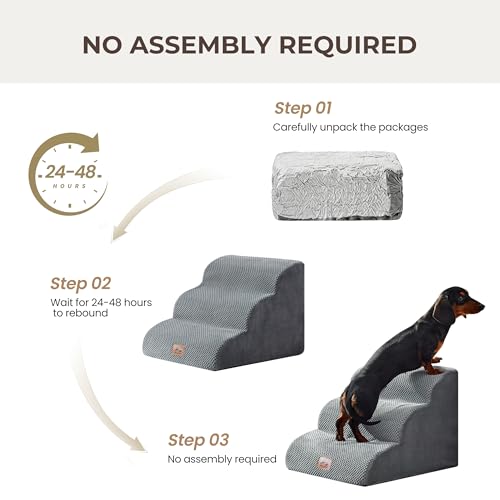 Dog Stairs for Small Dogs 13.5” H (Grey / 18"D x 15"W x 13.5"H)