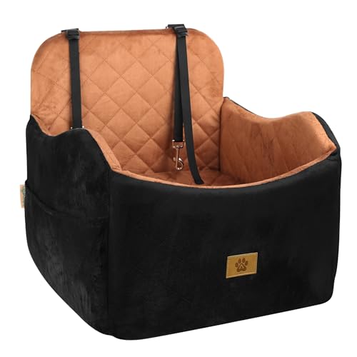 Dog Car Seats for Small Dogs Up to 35 lbs (Black/Brown)