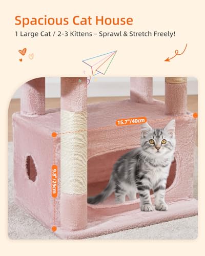 Cat Tree 38.5In Cat Tower for Indoor Cats (Pink and Blue / 38.5 Inches)