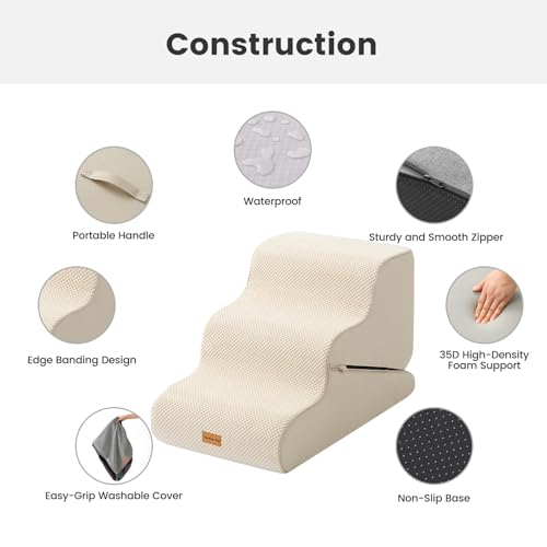 Dog Stairs for Small Dogs 16.5" H (Beige / 2 in 1 15.7"x26.7"x16.5")