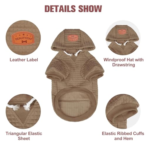 Dog Hoodies Sweater for Large Dogs (Khaki / XL (Back: 24",Chest: 34", Neck: 21"))