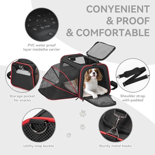 Medium Expandable Cat Carrier for Air Travel (17"L x 11"W x 11"H / Black)
