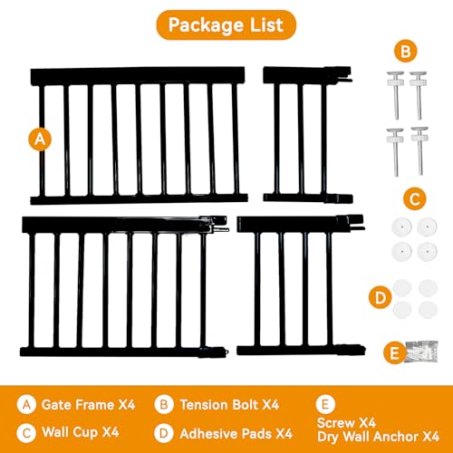 Dog Gate for Small Dogs (18-48"w*18"h / Black)