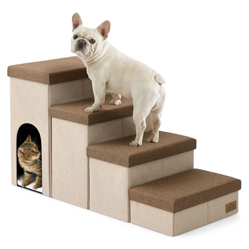 Dog Stairs with Storage (Brown / 43x17x22.6 inch)