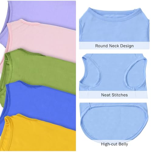 6 Pack Solid Color Dog Shirt Blank Pet Sleeveless Clothes Soft Puppy Cat T (4X-Large)
