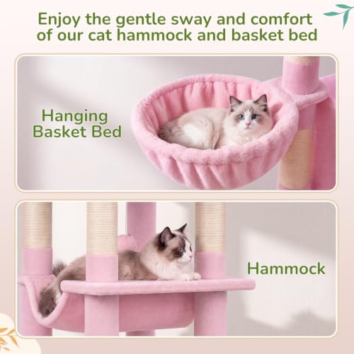Pink Corner Cat Tree Tower with Scratching Post (51inch / Pink)