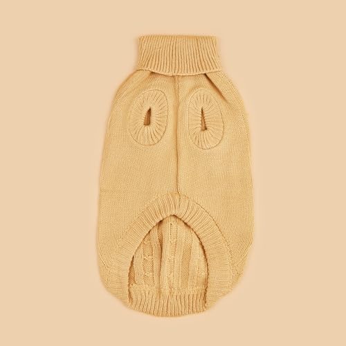 Dog Sweater Soft Warm Turtleneck Knitted Clothes for Small Medium Large Pet (Khaki Apricot / X-Small)