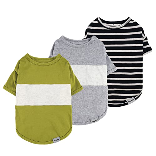 3 Pack Color Block Striped Dog Shirt (Medium / Green-Grey-Black)