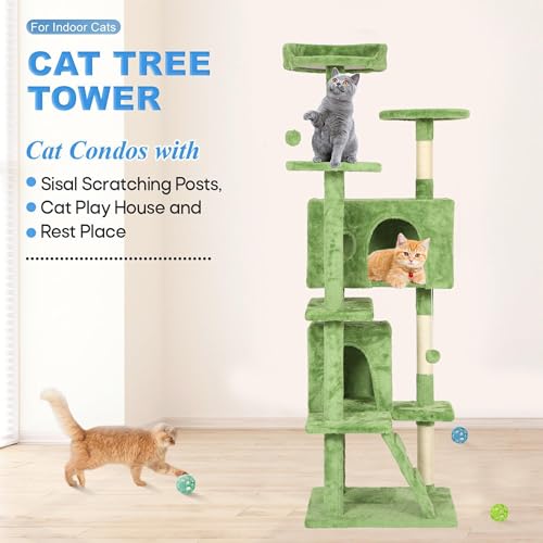 70" Cat Tree Tower (Green)
