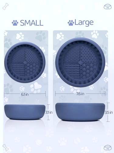 Dog Lick Bowl with Brush and Scraper (Dark Blue / Small)