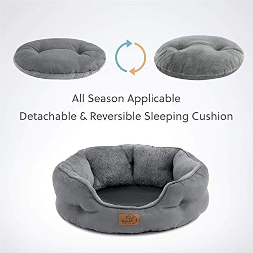 Small Dog Bed Washable (20"L x 19"W x 6"Th / Grey)