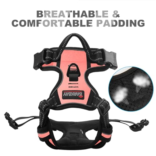 Dog Harness No Pull for Medium Sized Dog Front Back Clips (Medium(Chest:22.5-28") / Light Pink)