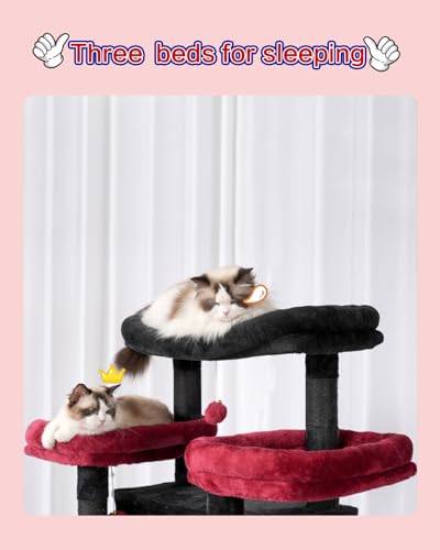 Cat Tree 74" Tower for Large Cats (74 inch / Black and red)