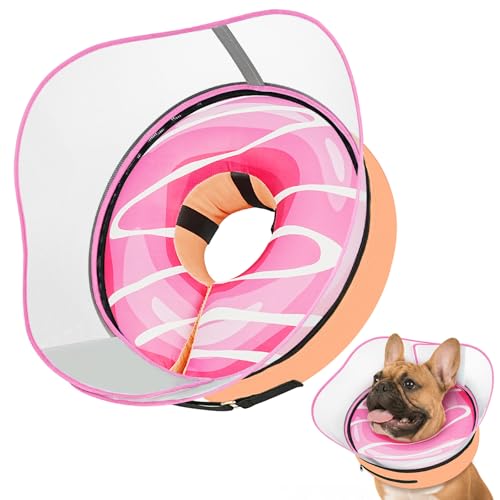 Raised Inflatable Dog Cone After Surgery (DonutPink / M(Neck 9"-13"))