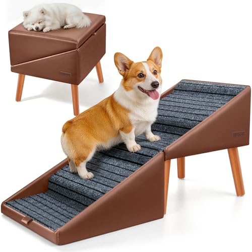 17" H Dog Stairs for Small Dogs (Brown / 17" H)