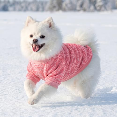 1 Pack Dog Sweater for Small Dogs Girl Boy Winter Fleece Clothes Warm Soft Dog Sweatshirt Outfit for Dogs Cats Pet Apparel (Pink / XXL (Back: 20.4", Chest: 26.7", 22-26 lbs))