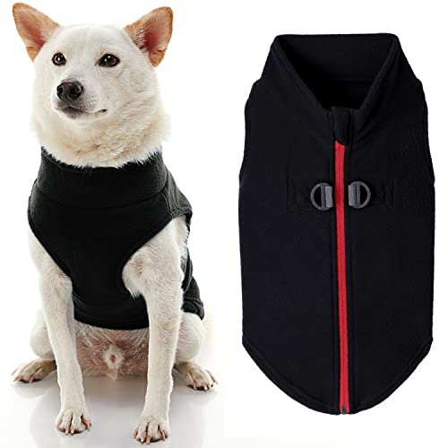 Zip Up Fleece Dog Sweater (Large chest (~20") / Black)