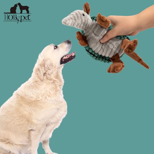 Armadillo Squeaky Puppy Dog Toys for Small Medium Dogs (8 IN / Deep Green)