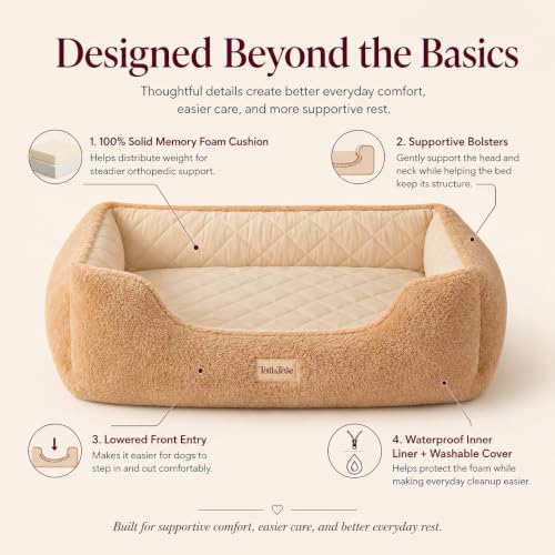 Cooling Orthopedic Dog Bed for Large Dogs (Tan / 47"L × 37"W (L))