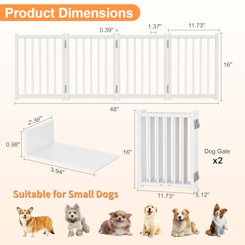2 Pack Short Dog Gate Indoor (White / 4 Panel-16''H (2Pack))