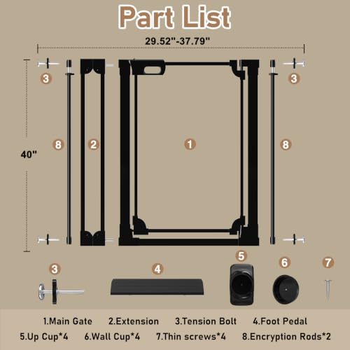 40" Extra Tall Clear Acrylic Dog Gate 29.52 (Black / 29.52-37.79"W x 40"H)