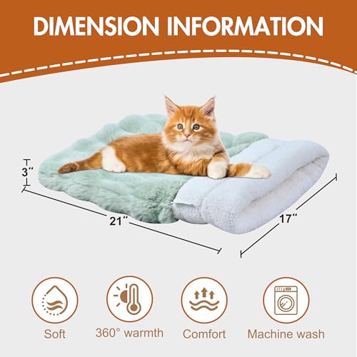 3 in 1 Semi Enclosed Self Warming Burrow Cat Bed Sleeping Cave (Style- Green)