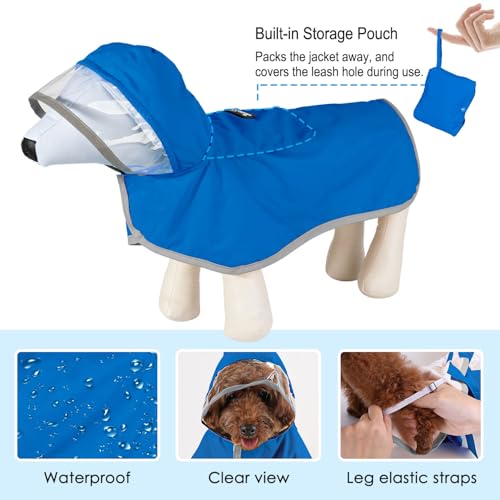 Dog Raincoat Waterproof Rain Jacket (Blue / Medium)