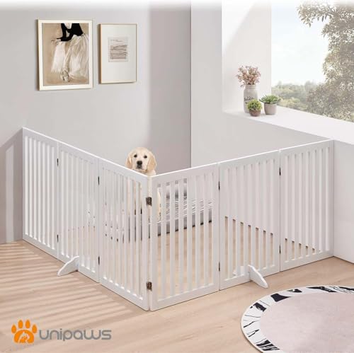 120" Extra Wide Pet Gate and Pet Playpen Combination for Dog Cat (White / 120"W×36"H)