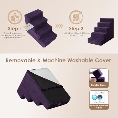 Dog Stairs for High Bed 22.5" H (Purple / Standard 15.7" x 30" x 22.5")