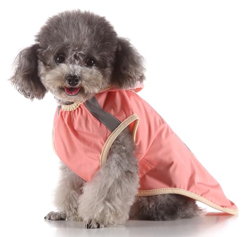 Dog Raincoat Hooded Reflective Waterproof Slicker Poncho (Pink / 3XL(33-38 pound))