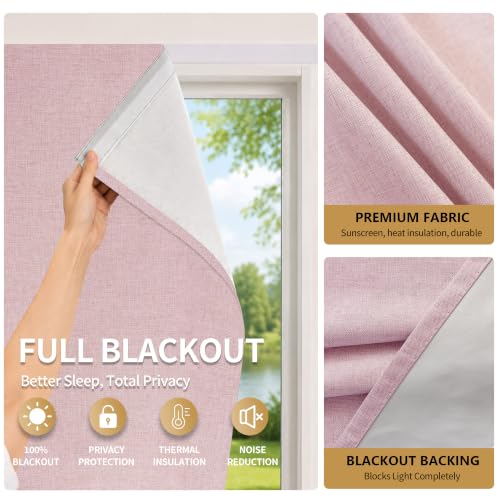Self Adhesive Blackout Curtains (Light Pink / 46"W x 60"H)