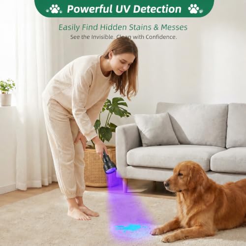 Black Light for Pet Urine Detection UV Flashlight 395nm Pet Urine Detector Light for Cat Pee and Dog Stains Carpets Floors (51 LED)