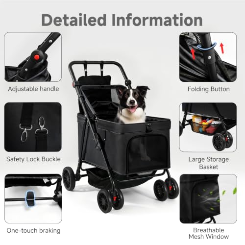 Dog Stroller for Large & Medium Dogs (Black)