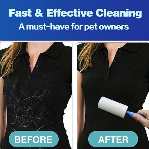 Extra Sticky Lint Roller Mega Value Set 900 Sheets for Pet Hair Removal and Clothes (10pack(900sheets+3hanldes))