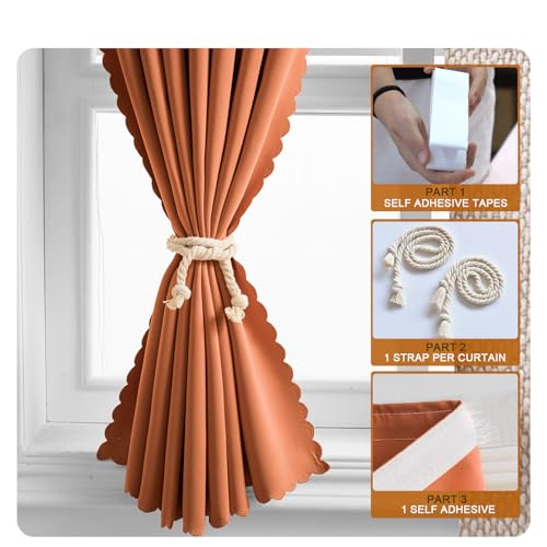 Self Sdhesive Curtains for Windows (59"W x 59"L (Pack of 1) / Orange)