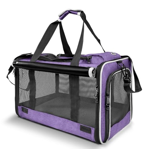 Carrying Bag Yorkie Dog Travel Kennel Ventilated Soft Pet Carrier (Purple / 18.1"L x 11.8"W x 11.8"H)