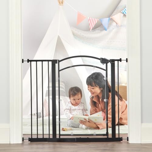 Safety 29.5" 37" Clear Panel Baby Gate (Black/Clear - 29.5-37"w X 30"h)