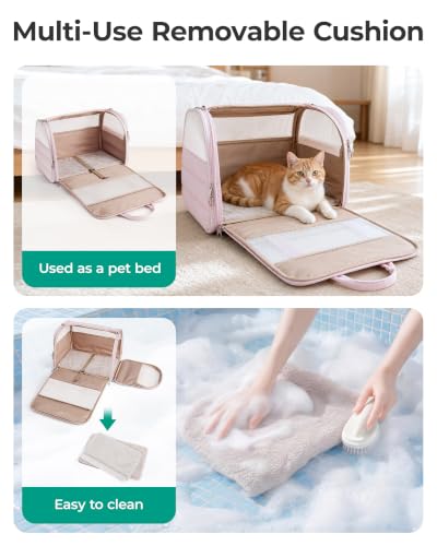 Rolling Cat Carrier with Wheels (Rolling Baby Pink / 18.1"L x 11.0"W x 11.0"H)