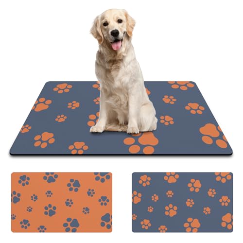 Pet Feeding Mat Dog Cat Food Mat Absorbent No Stains Quick Dry Rubber Bottom Anti (BLUE-JY / 16"×24")