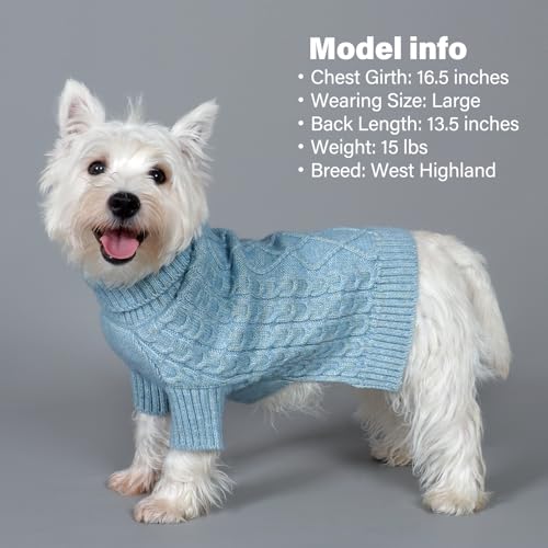 Dog Sweater for Small Dogs Turtleneck Thick Knit with Sleeves (X-Small (4-6lbs) / 08# Blue)