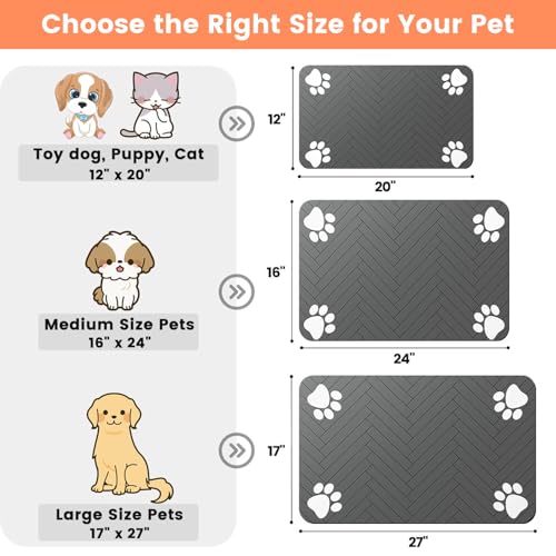 Pet Feeding Mat (Dark Gray / 24"L x 16"W)